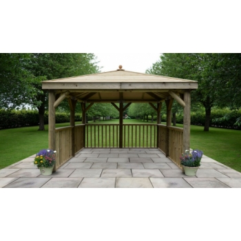 Forest Garden 3.5m Square Wooden Gazebo with Timber Roof (No Base)