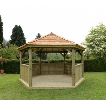 Forest Garden 4.7m Hexagonal Wooden Garden Gazebo with Cedar Roof