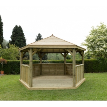 Forest Garden 4.7m Hexagonal Wooden Garden Gazebo with Timber Roof