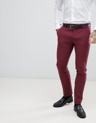 Twisted Tailor super skinny suit trouser in burgundy